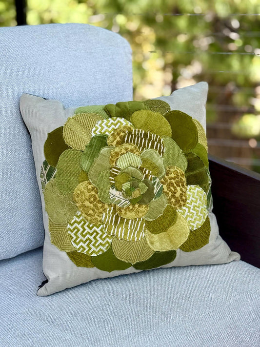 Velvet Green Succulent Pillow