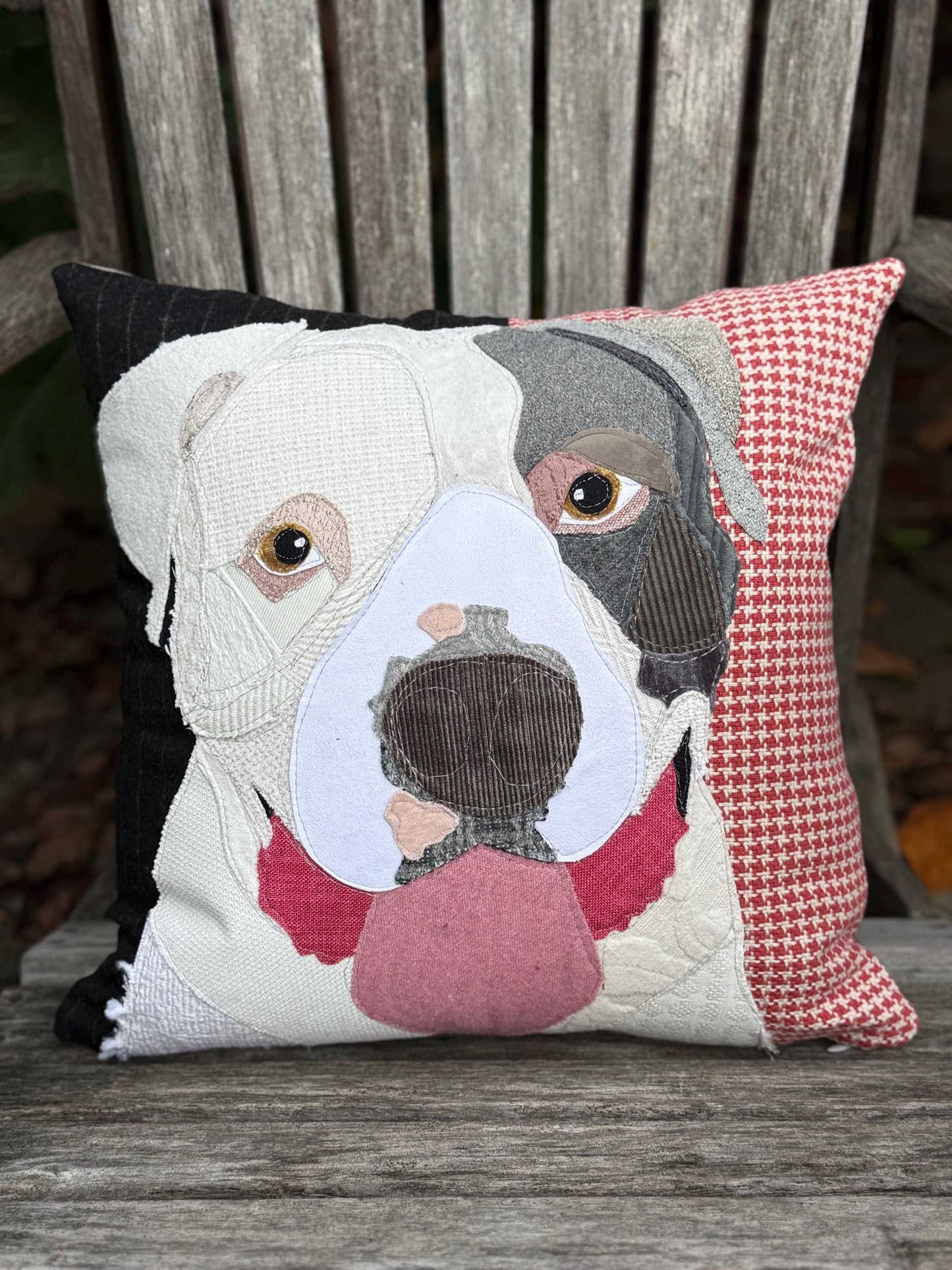 Grey and White Pit Bull Dog Pillow