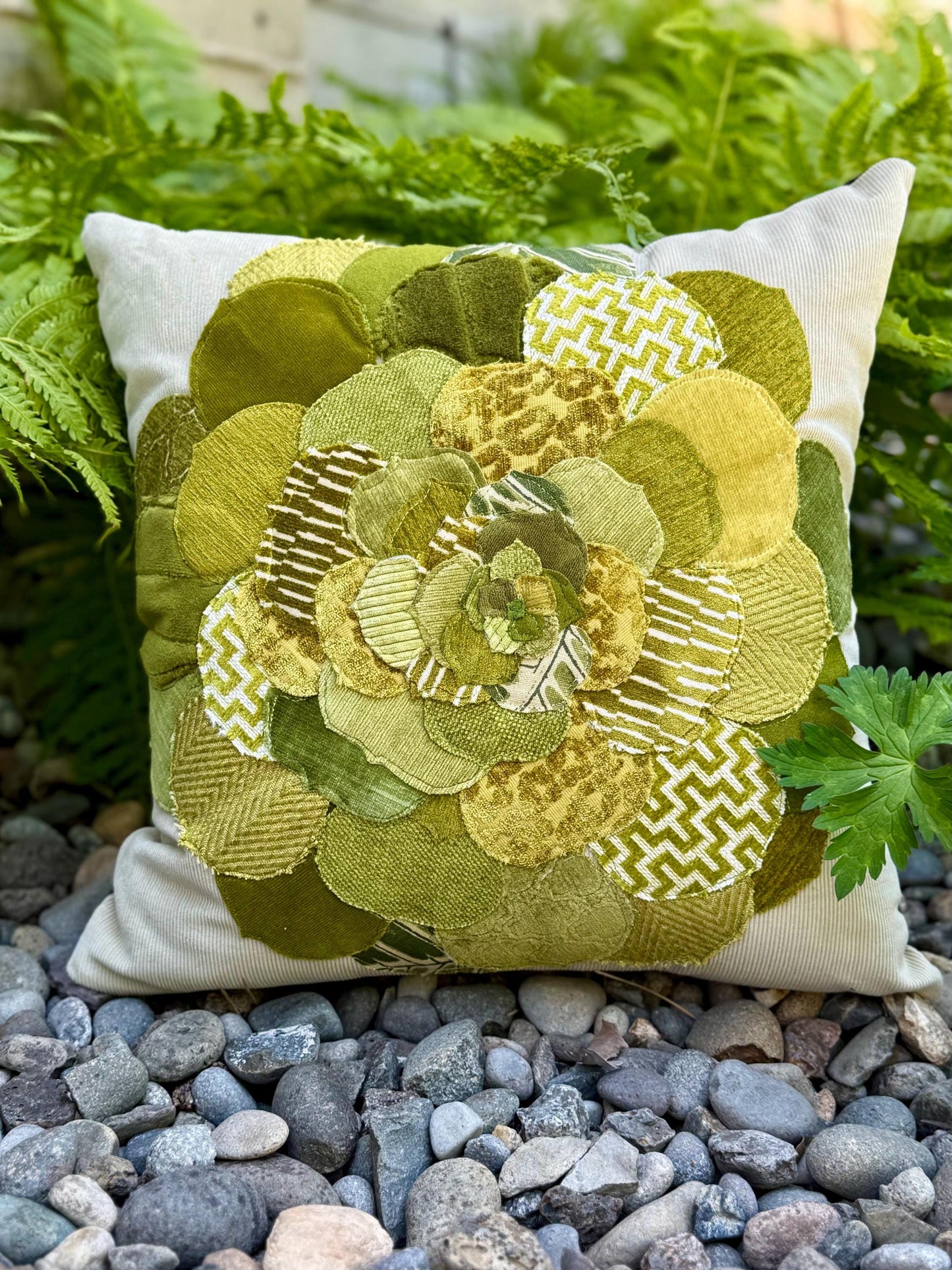 Velvet Green Succulent Pillow