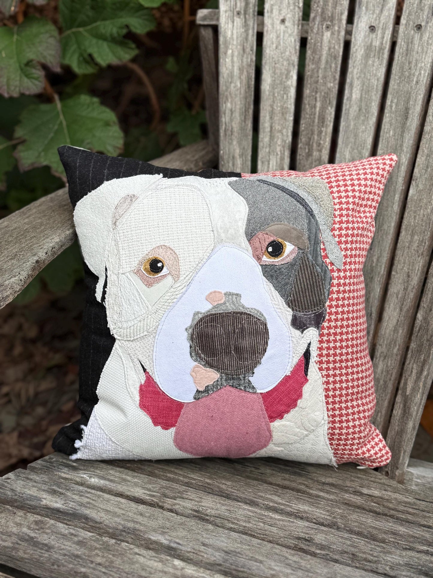 Grey and White Pit Bull Dog Pillow